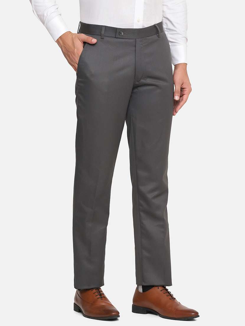 Men Solid Mid Rise Flat Front Formal Trouser - 22755851 -  Standard Image - 2