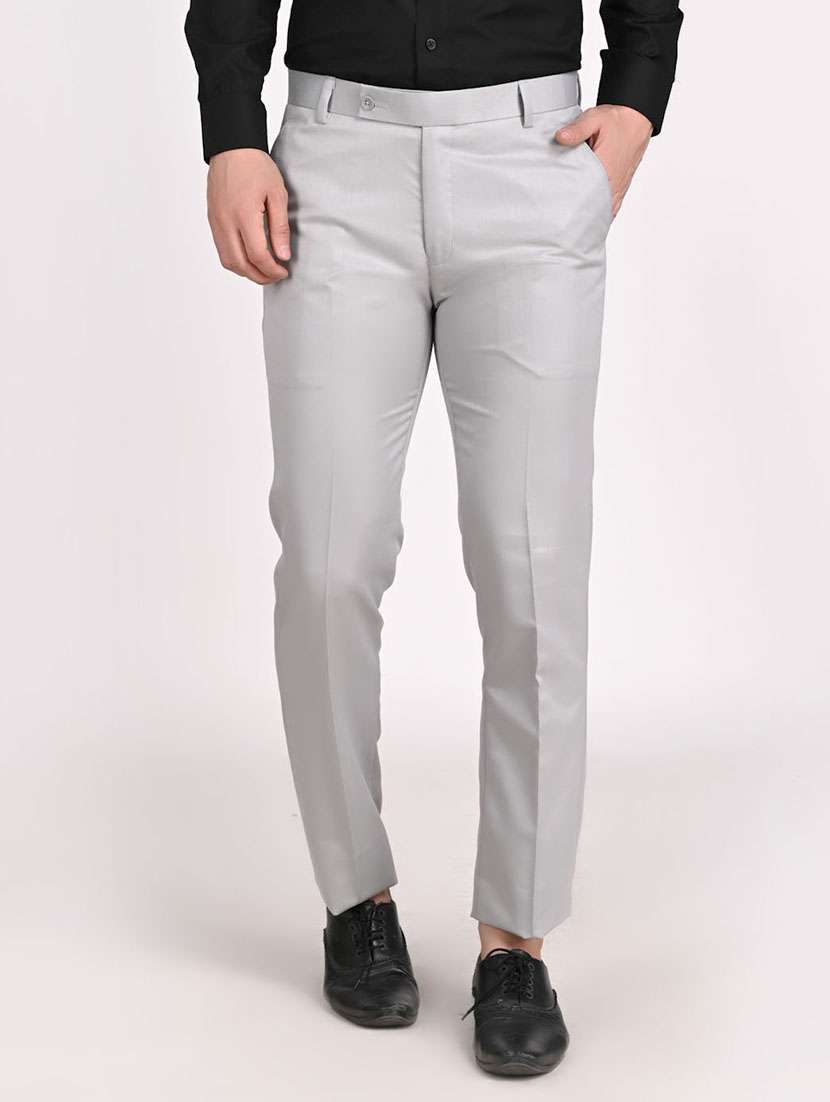 Men Solid Mid Rise Flat Front Formal Trouser - 22755859 -  Standard Image - 2