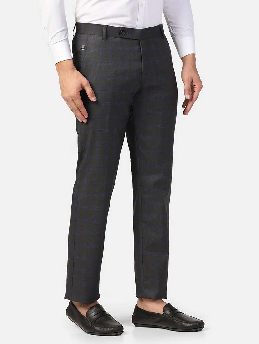 Men Checkered Mid Rise Flat Front Formal Trouser - 22755864 -  Standard Image - 2