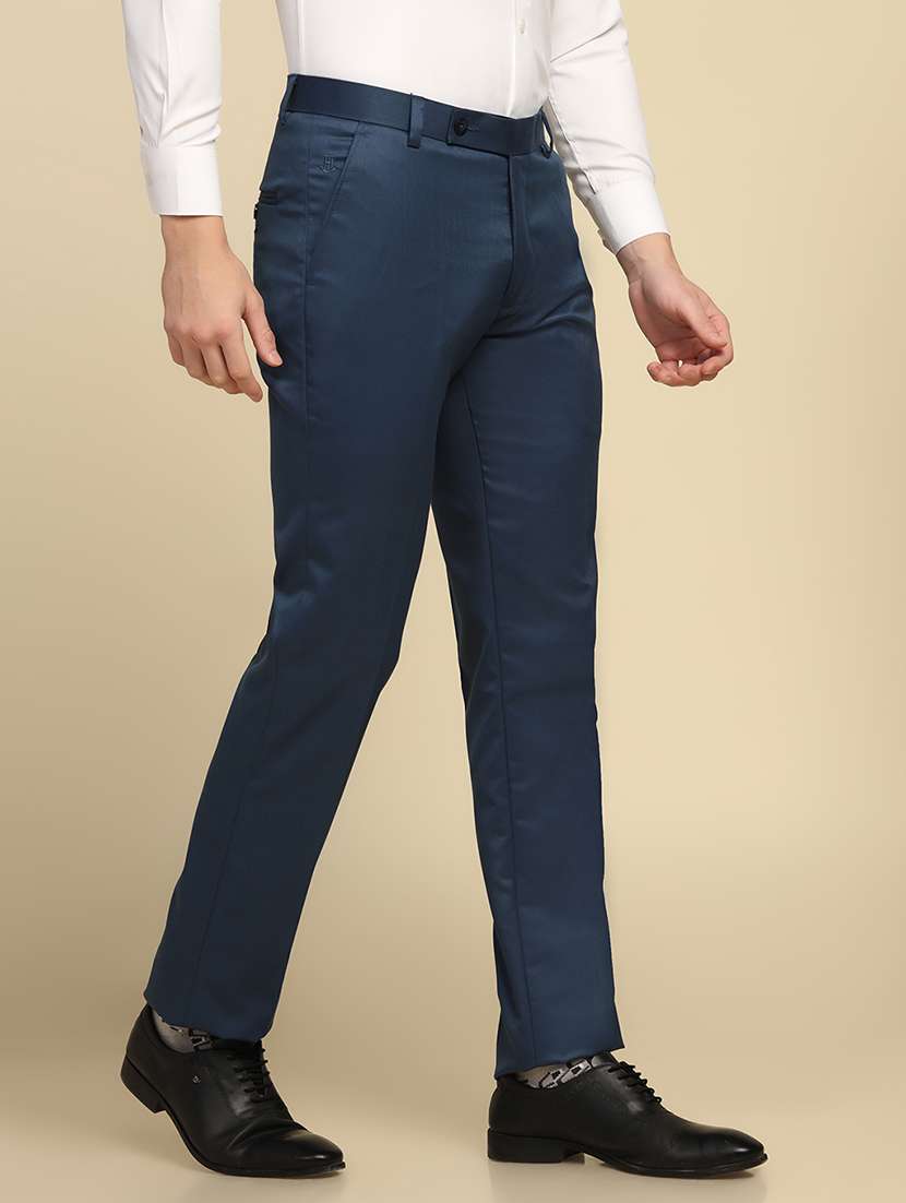 Men Solid Mid Rise Flat Front Formal Trouser - 22755871 -  Standard Image - 2