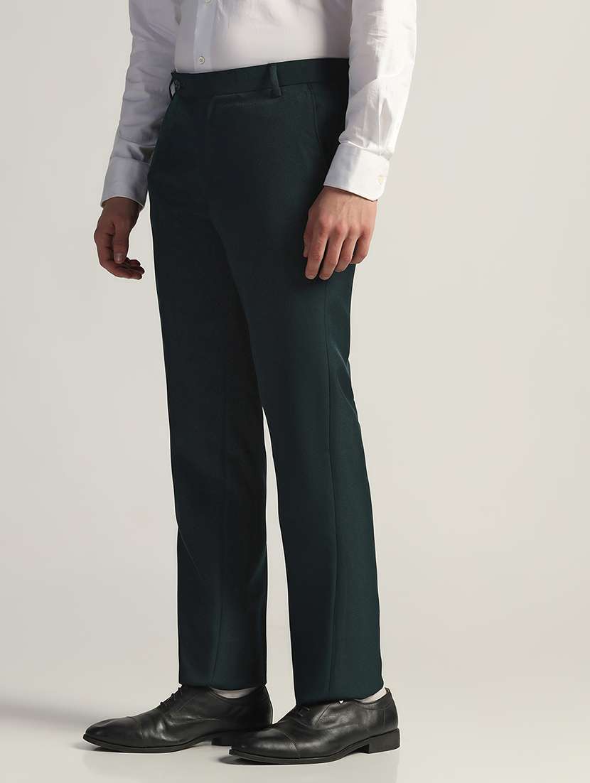 Men Solid Mid Rise Flat Front Formal Trouser - 22755875 -  Standard Image - 2