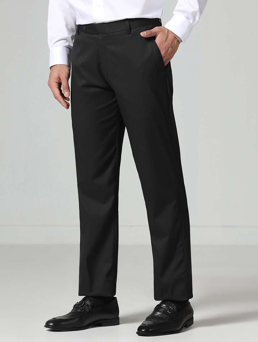 Men Striped Mid Rise Flat Front Formal Trouser - 22755885 -  Standard Image - 2