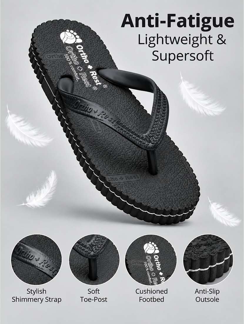 Men Black Toe Separator Slipper - 22755908 -  Standard Image - 2