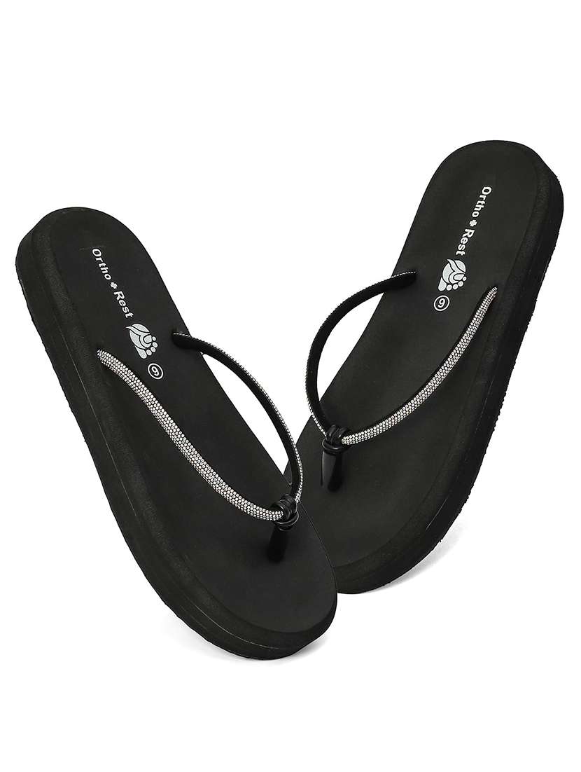 Women Black Orthosoft Flip Flop - 22755919 -  Standard Image - 2