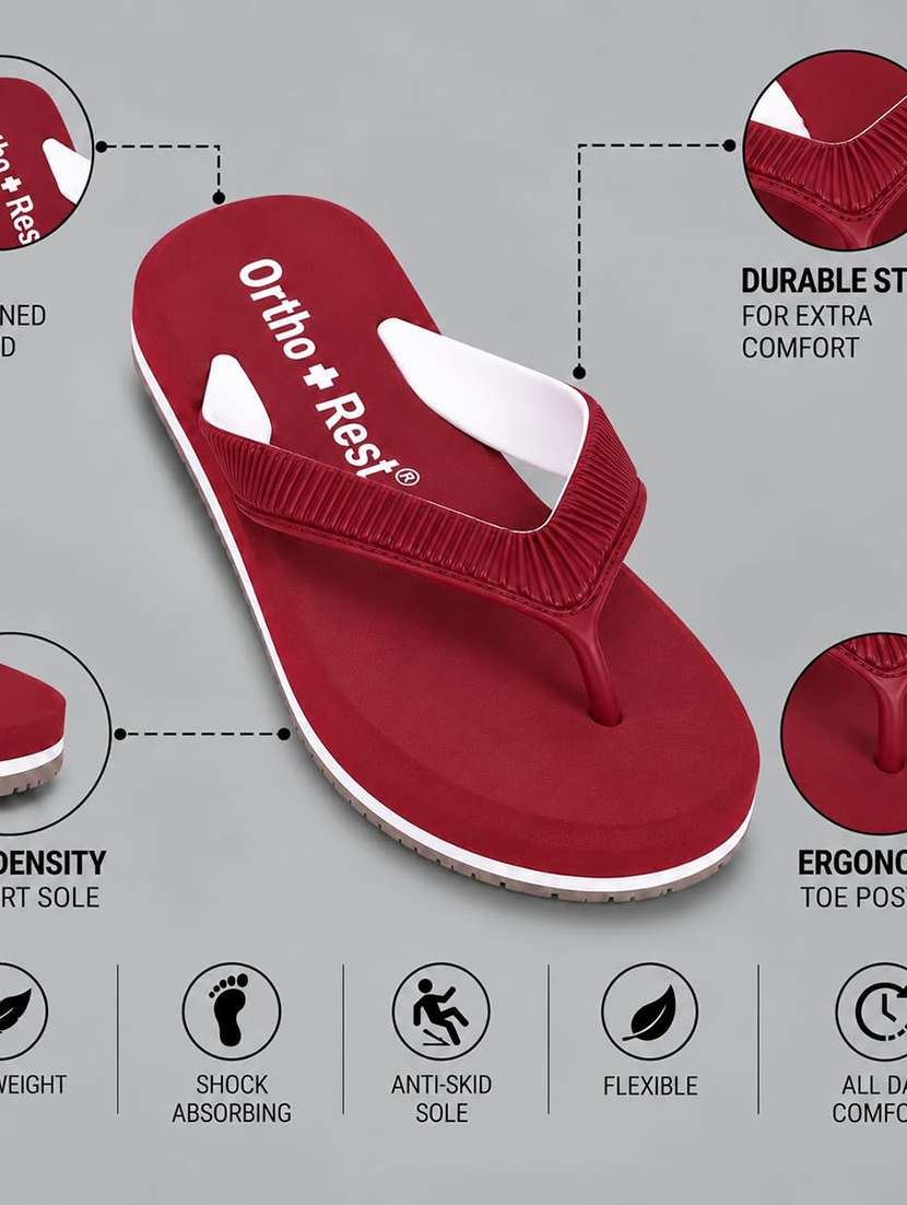Maroon Rubber Orthosoft Flip Flops - 22755934 -  Standard Image - 2