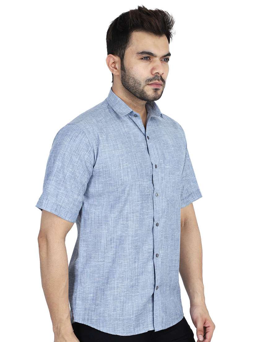 Men Self Design Short Sleeve Slim Fit Casual Shirt - 22755965 -  Standard Image - 2