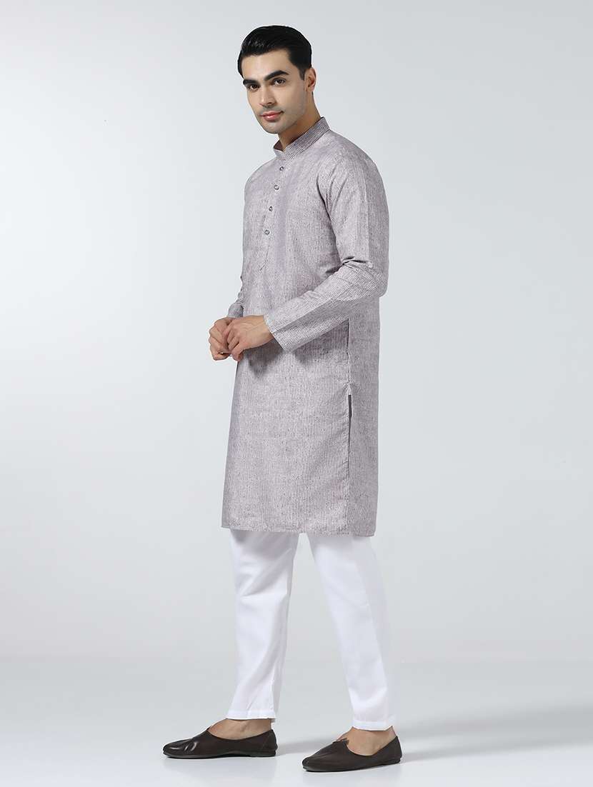 Men Self Design Mandarin Neck Kurta Pyjama Set - 22756170 -  Standard Image - 2