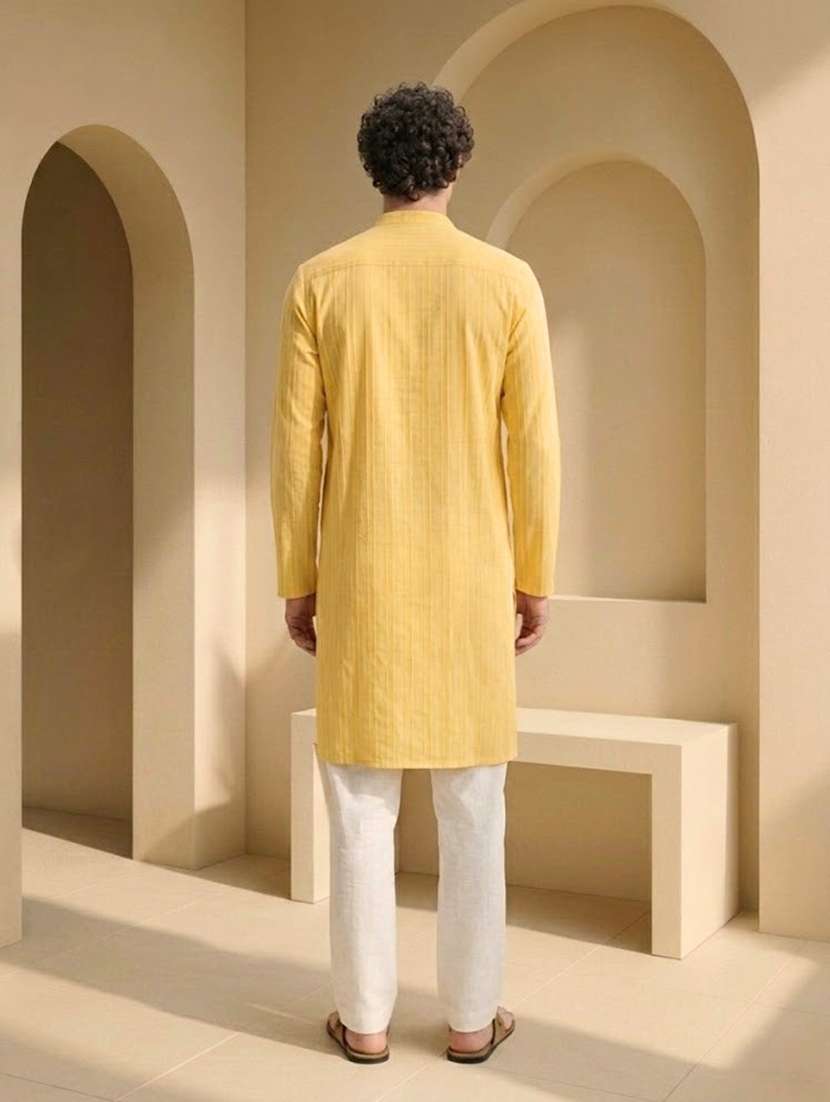 Men Striped Mandarin Neck Kurta With Trousers Set - 22756172 -  Standard Image - 2
