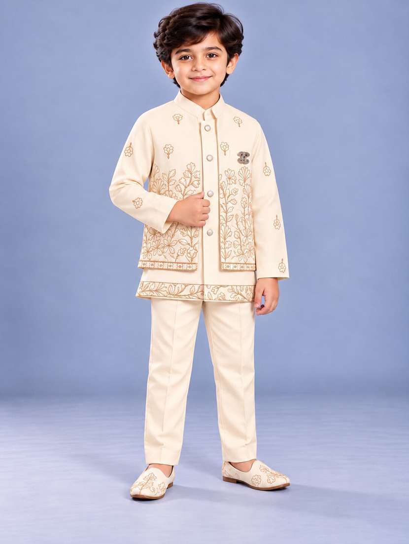 Boys Embroidered Long Sleeves Sherwani Set - 22756965 -  Standard Image - 2
