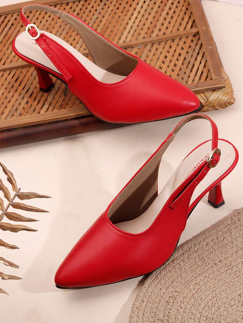 women solid back strap pointed sandal