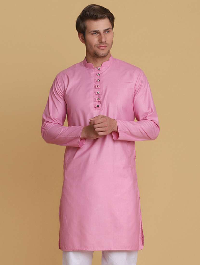 Men Solid Mandarin Neck Long Kurta - 22760713 -  Standard Image - 2