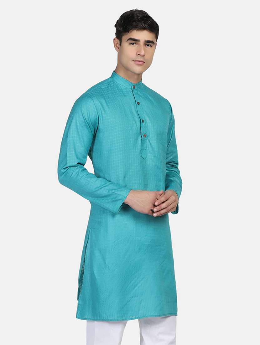 Men Self Design Mandarin Neck Long Kurta - 22760718 -  Standard Image - 2