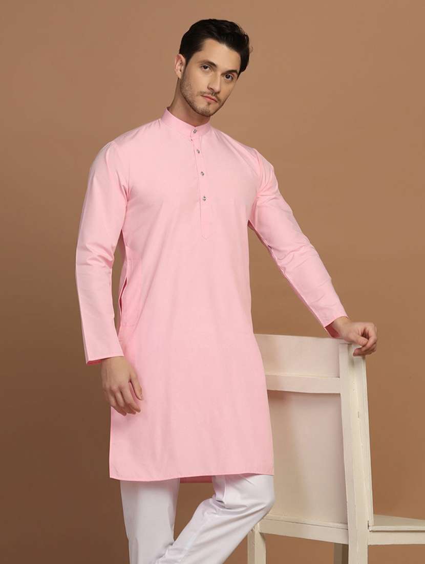 Men Solid Mandarin Neck Long Kurta - 22760720 -  Standard Image - 2