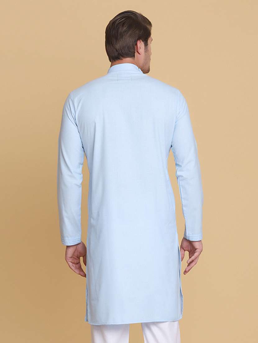 Men Solid Mandarin Neck Long Kurta - 22760740 -  Standard Image - 2