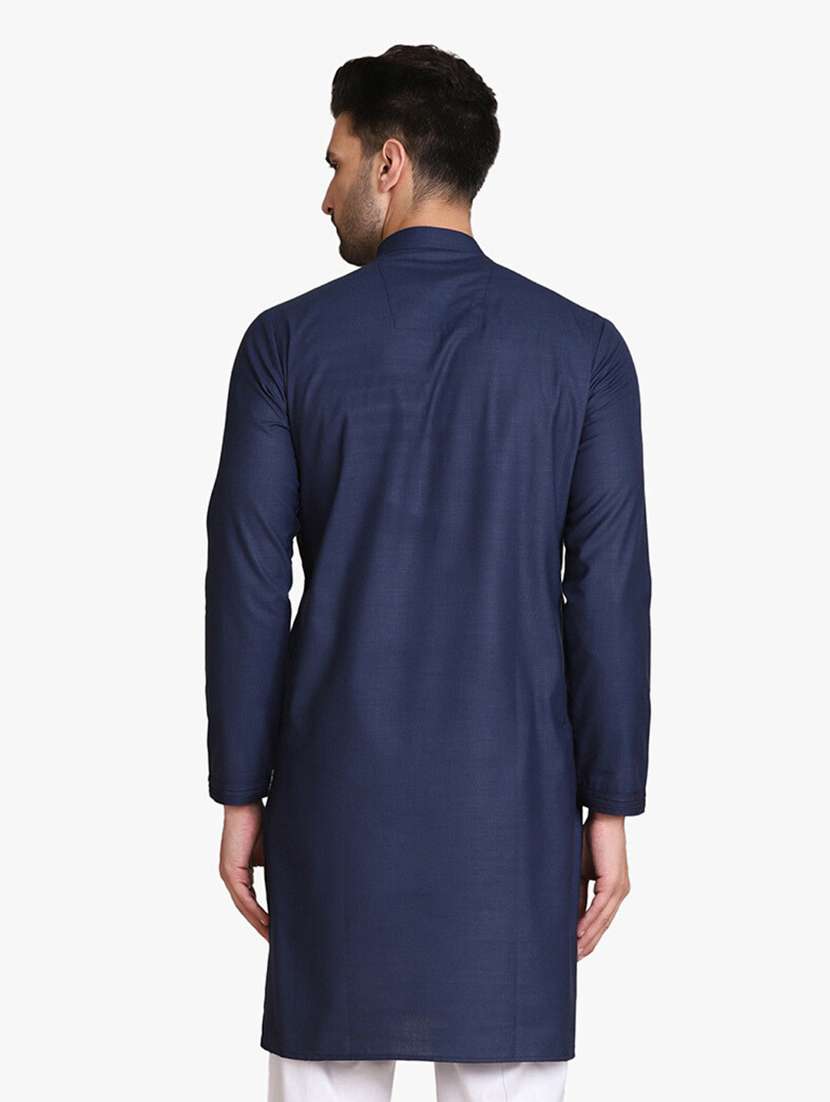 Men Solid Mandarin Neck Long Kurta - 22760744 -  Standard Image - 2