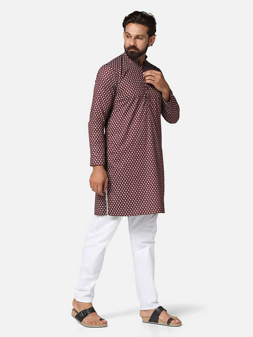 Men Printed Mandarin Neck Long Kurta - 22760746 -  Standard Image - 2