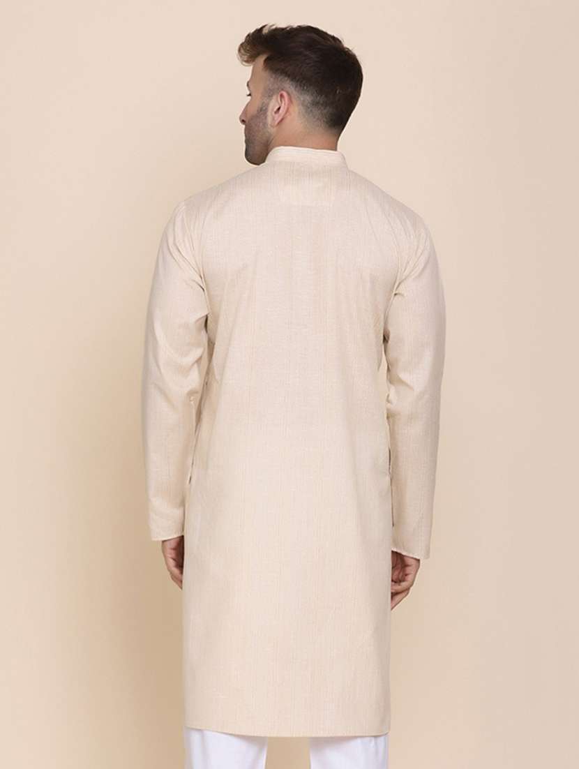 Men Solid Mandarin Neck Long Kurta - 22760752 -  Standard Image - 2