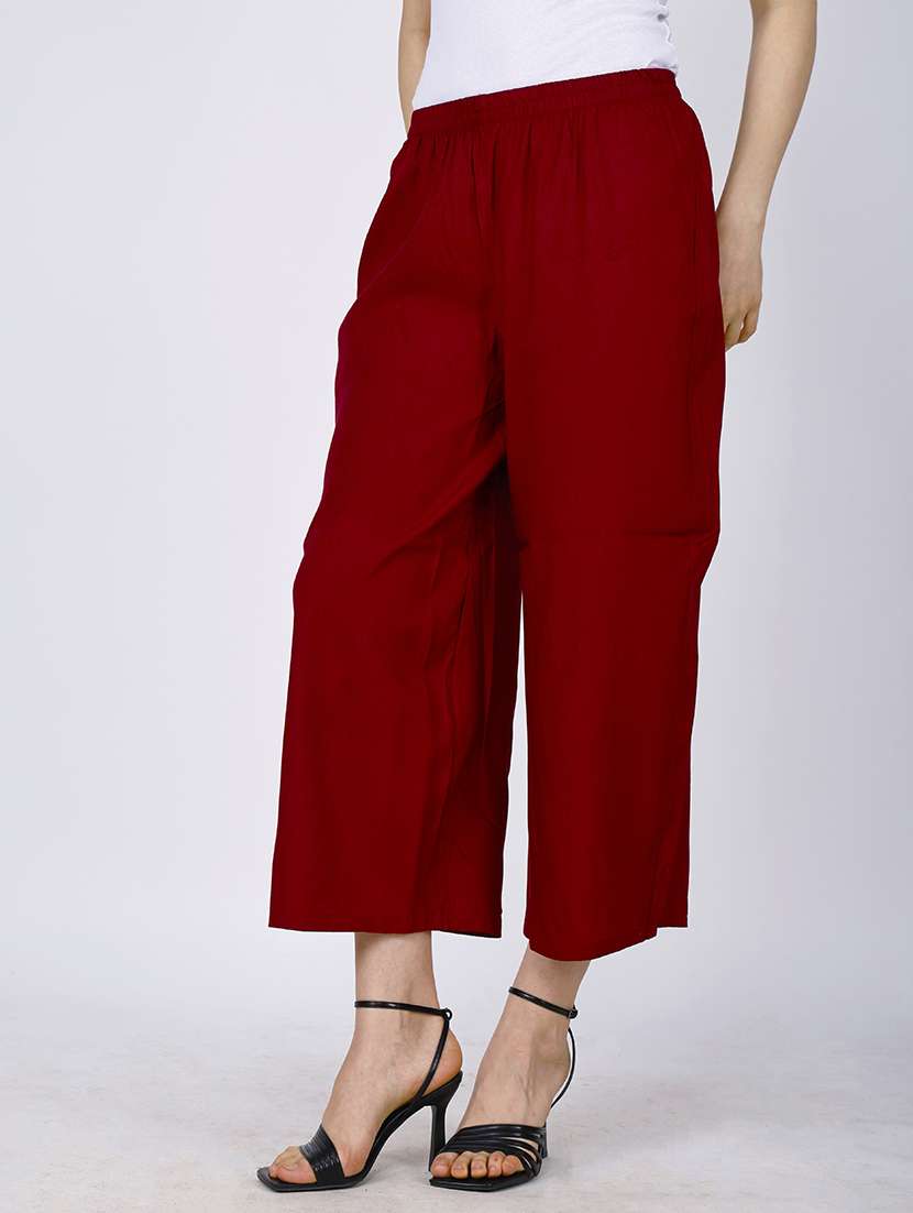Women Solid Mid Rise Regular Fit Culottes - 22762275 -  Standard Image - 2