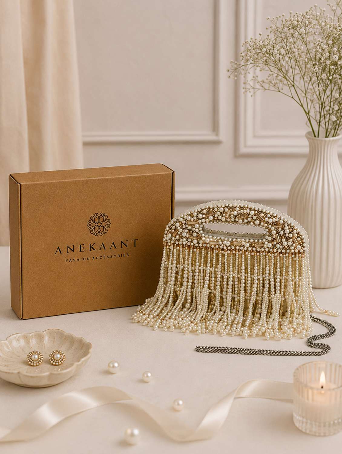 gold velvet embellished clutch with chain strap