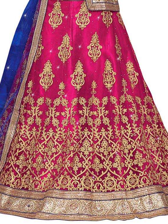 Women Solid With Work Semi-stitched Flared Lehenga - 22764837 -  Standard Image - 2