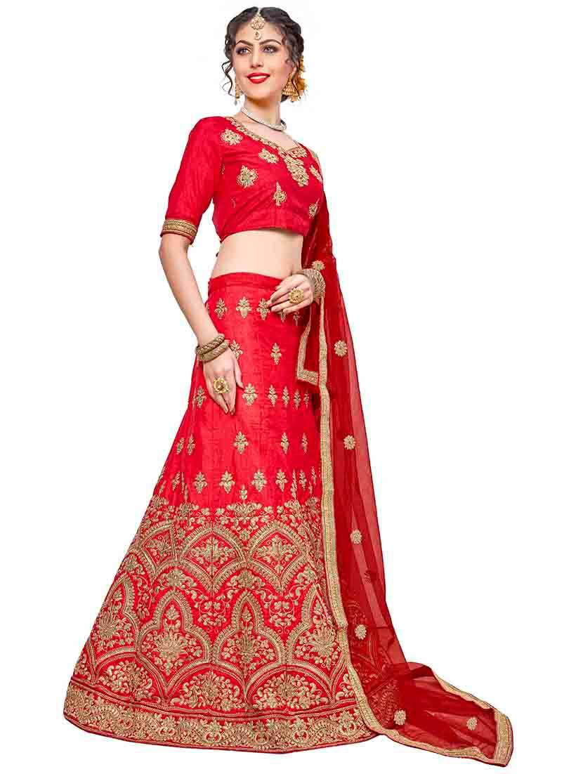 Women Solid With Work Semi-stitched A-line Lehenga - 22764838 -  Standard Image - 2