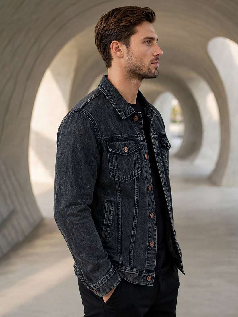 Men Washed Long Sleeves Regular Fit Denim Jacket - 22765050 -  Standard Image - 2