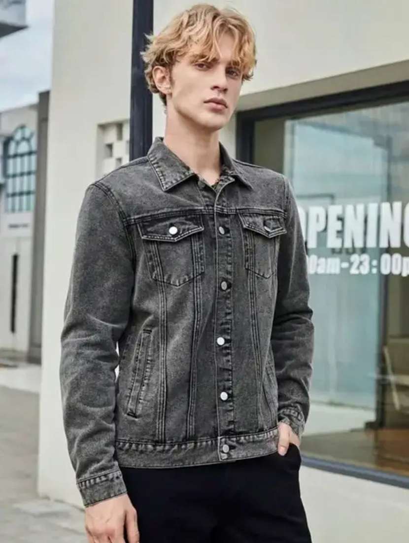 Men Washed Long Sleeves Regular Fit Denim Jacket - 22765180 -  Standard Image - 2