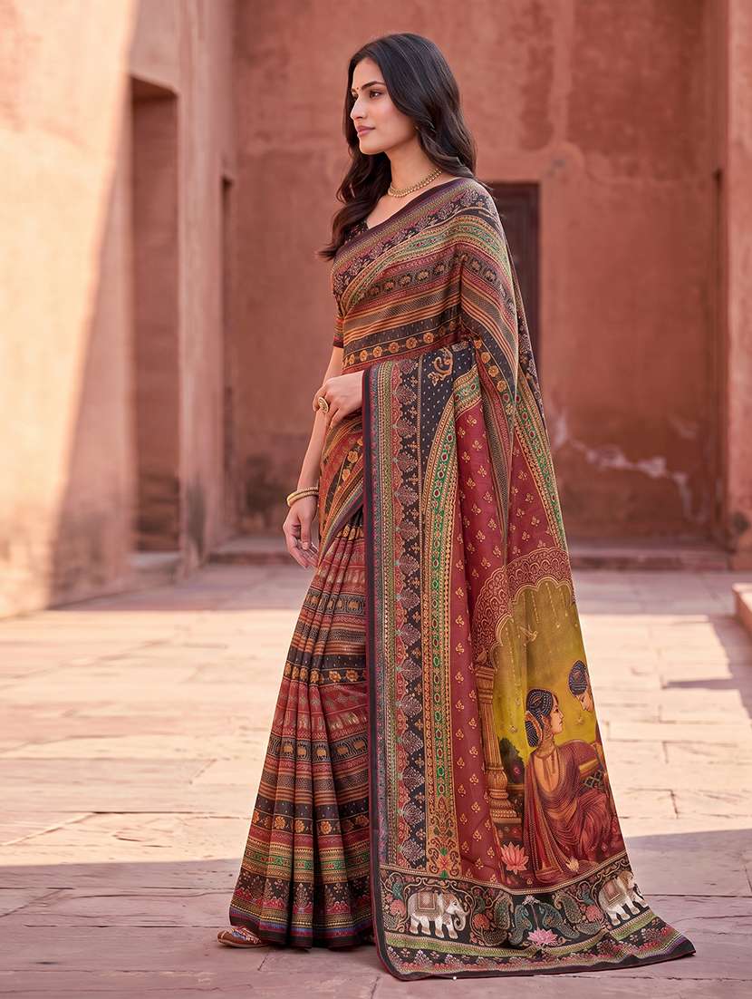 Women Printed Casual Wear Saree With Blouse - 22765534 -  Standard Image - 2
