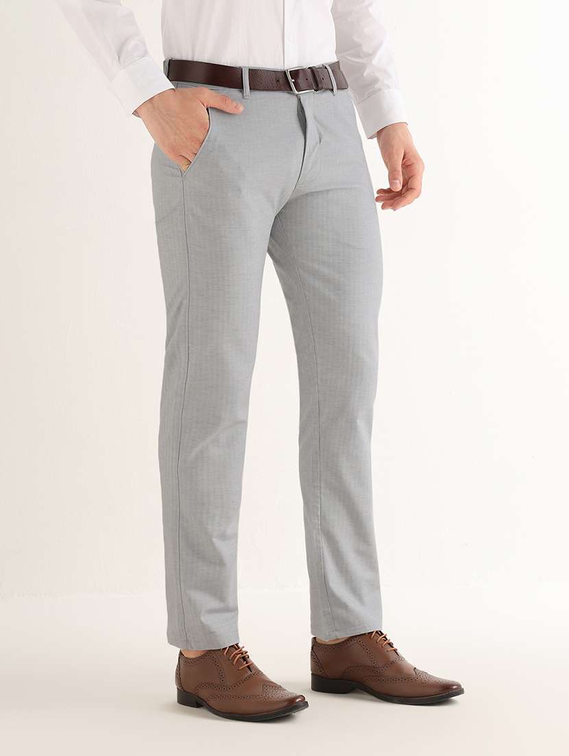 Men Self Design Mid Rise Slim Fit Formal Trouser - 22765779 -  Standard Image - 2