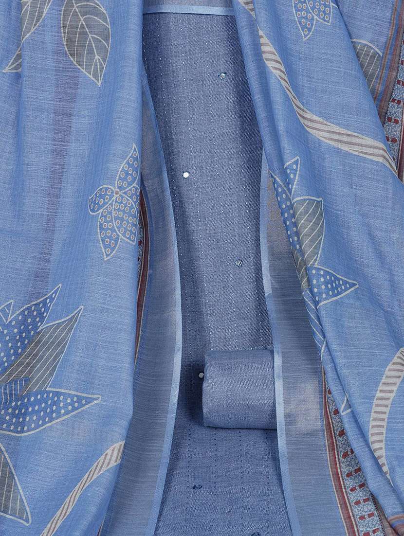 Women Solid With Work Unstitched Suit Set - 22765844 -  Standard Image - 2