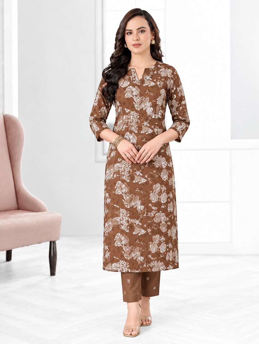 Women Printed Three Quarter Sleeve Kurta Pant With Dupatta Set - 22768731 -  Standard Image - 2