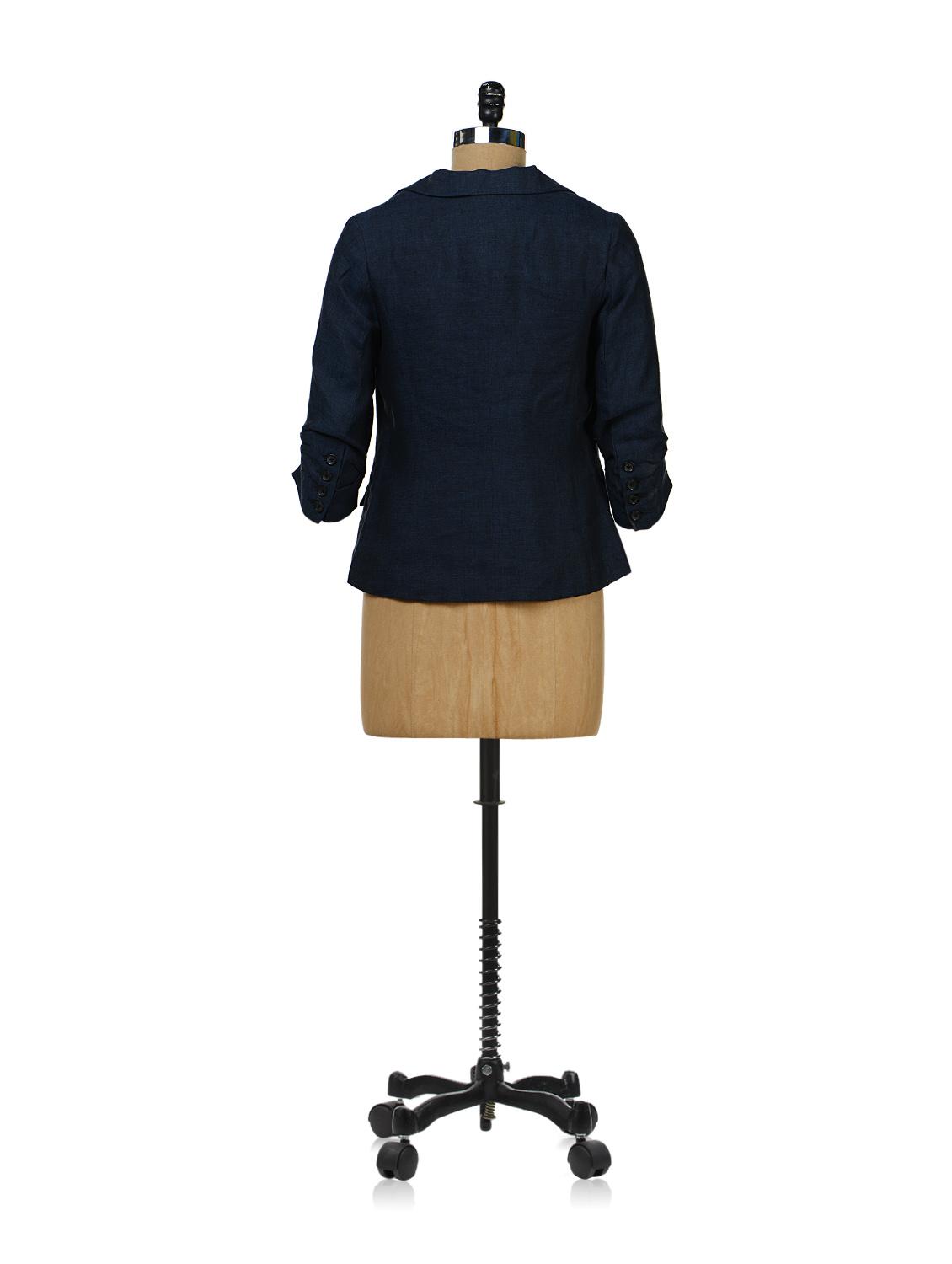 navy blue linen blazer - 35571 - Standard Image - 2