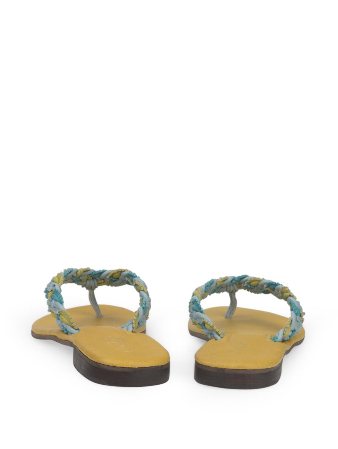 Yellow Braided Flip Flops - 35763 - Standard Image - 2