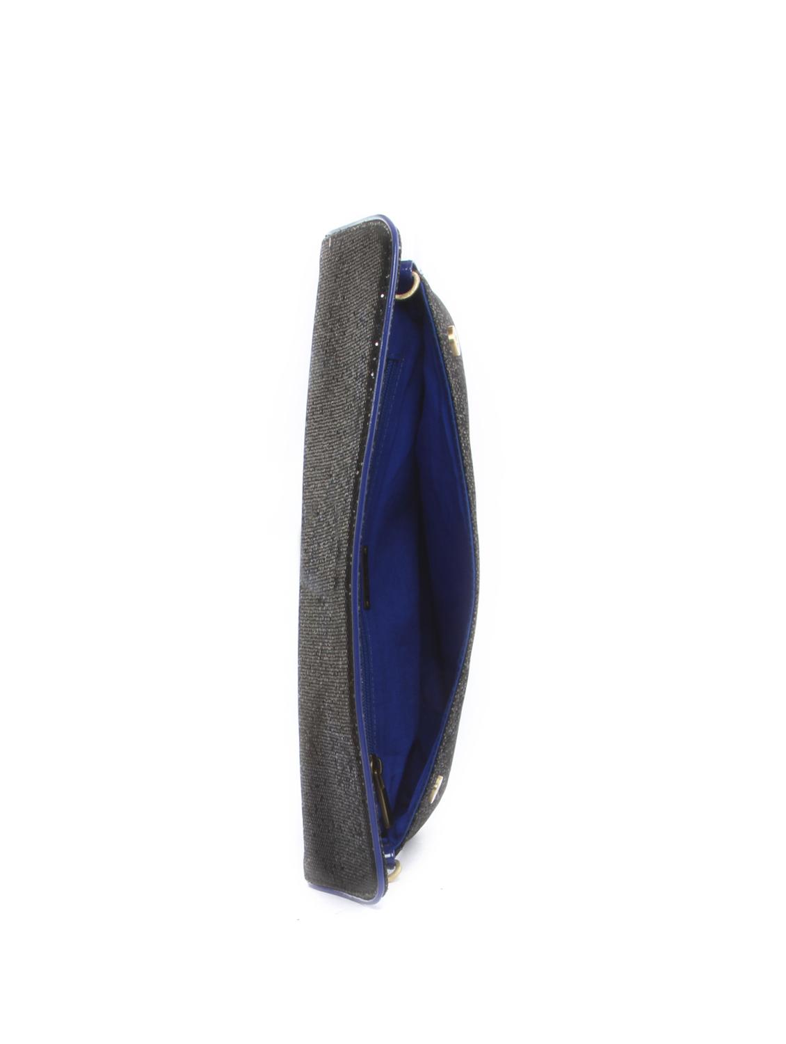 Black Sequin Clutch with Blue Piping - 47788 - Standard Image - 2