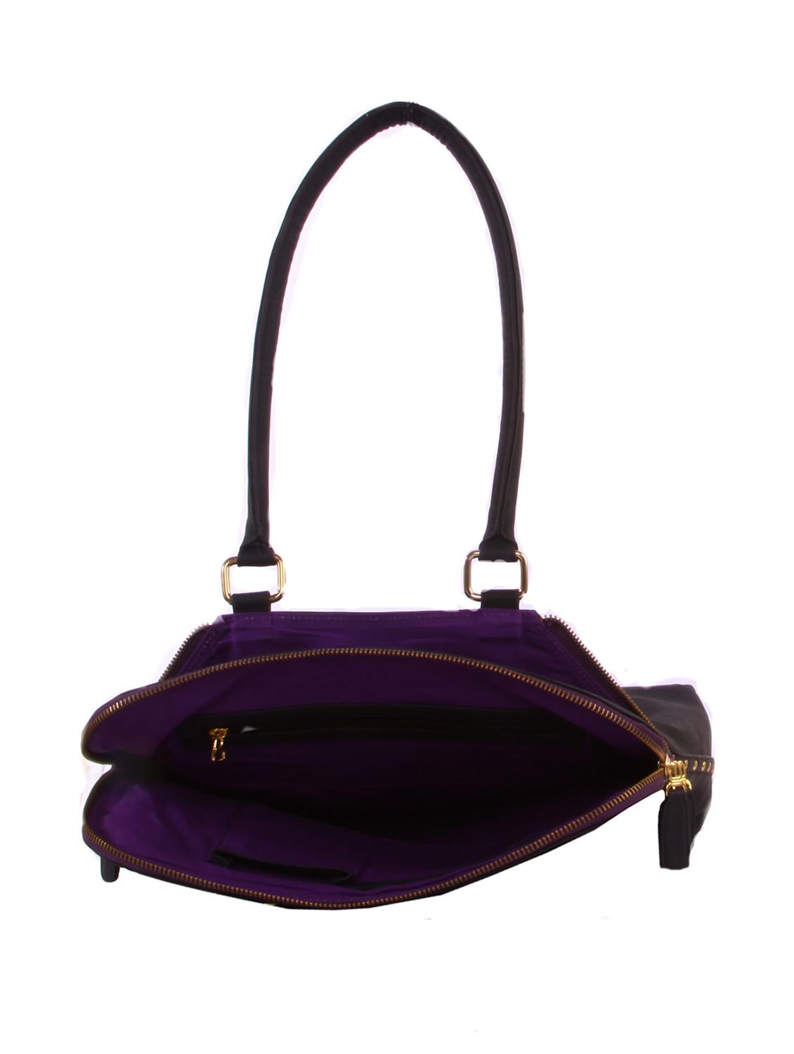 Metal Zipper with Studs Handbag - 47816 - Standard Image - 2