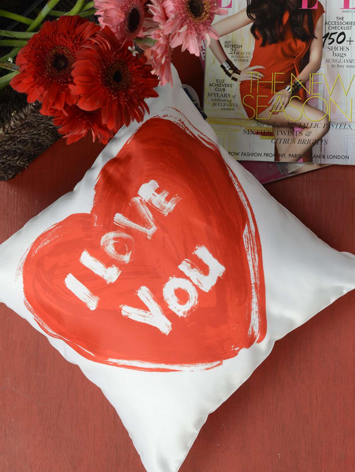 heart print cushion cover