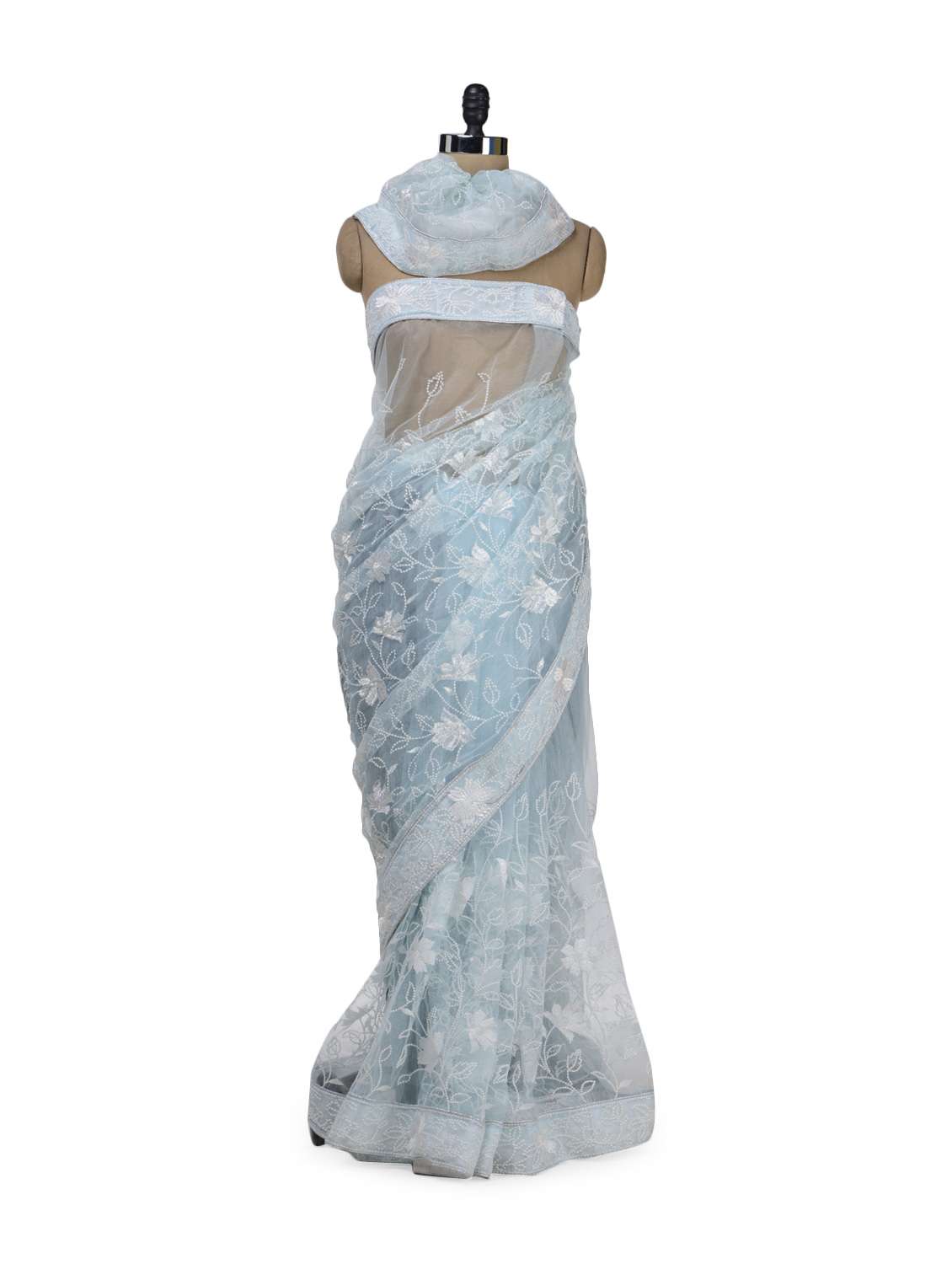 pastel blue bollywood replica saree