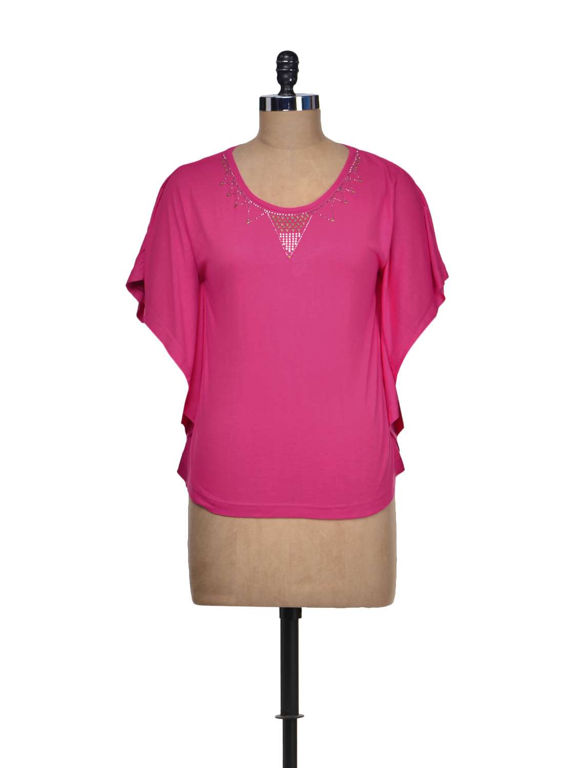 batwing sleeved fuchsia top