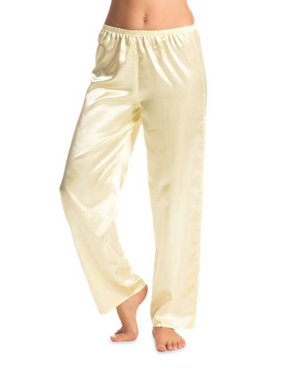smooth satin pale yellow pajamas