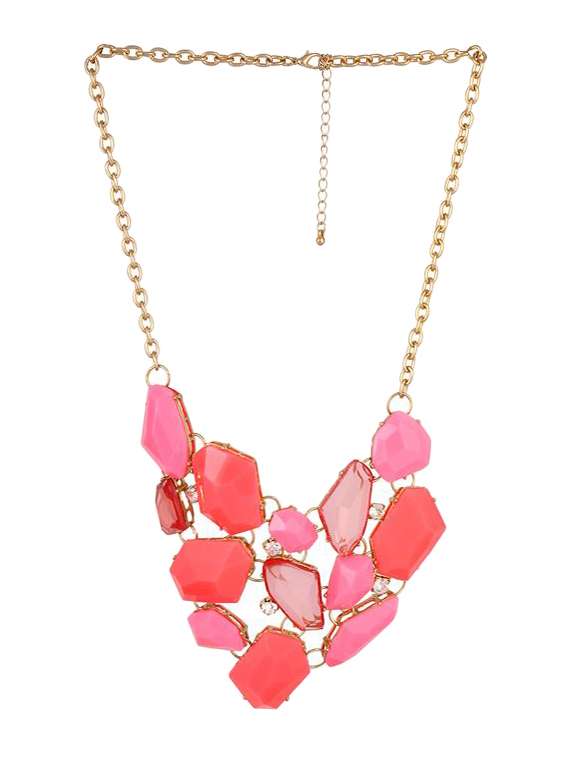 pink acrylic charm necklace with earrings