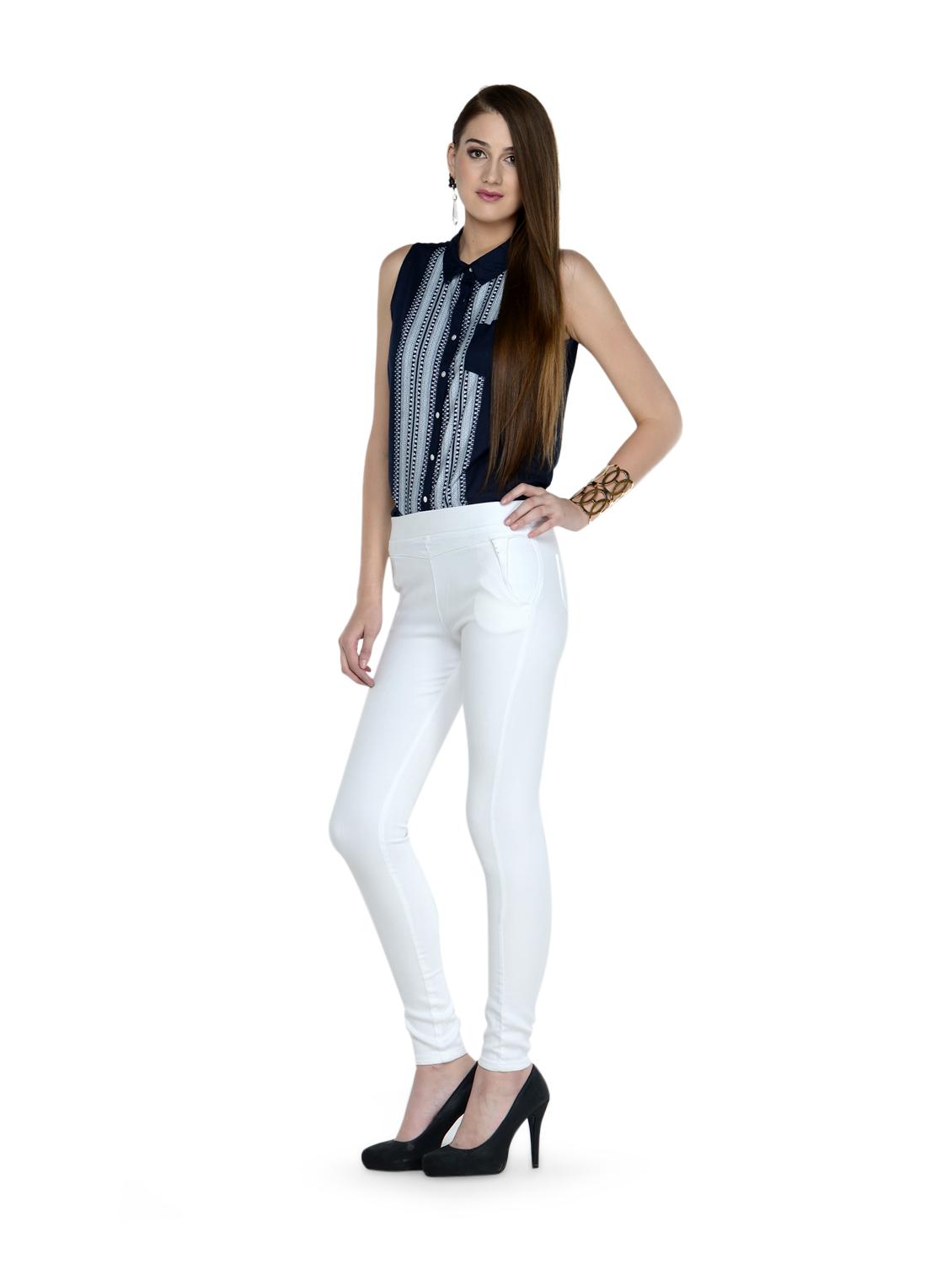 Vanilla White Fitted Pants - 864090 - Standard Image - 2