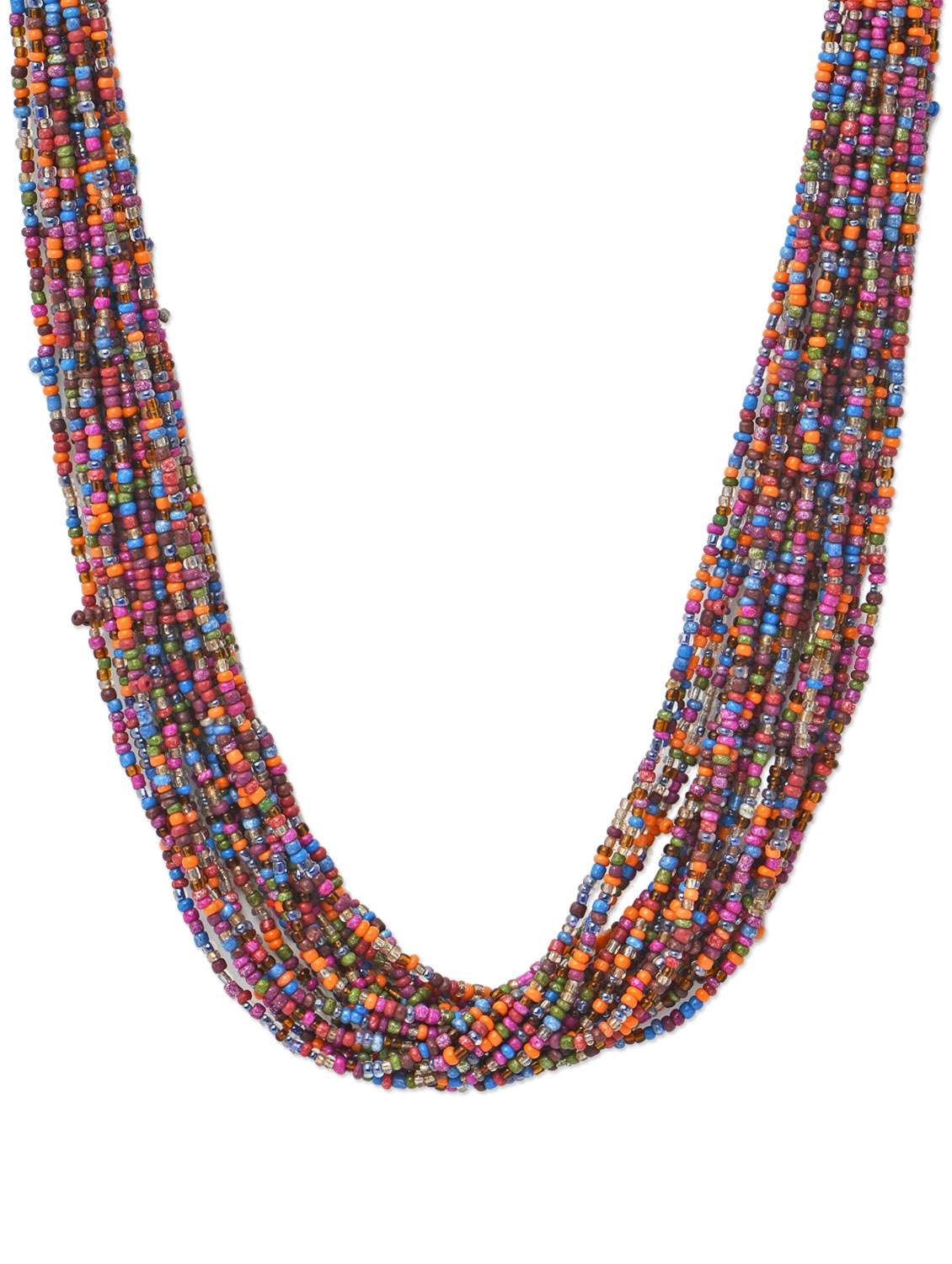 multicolor seed bead tribal necklace