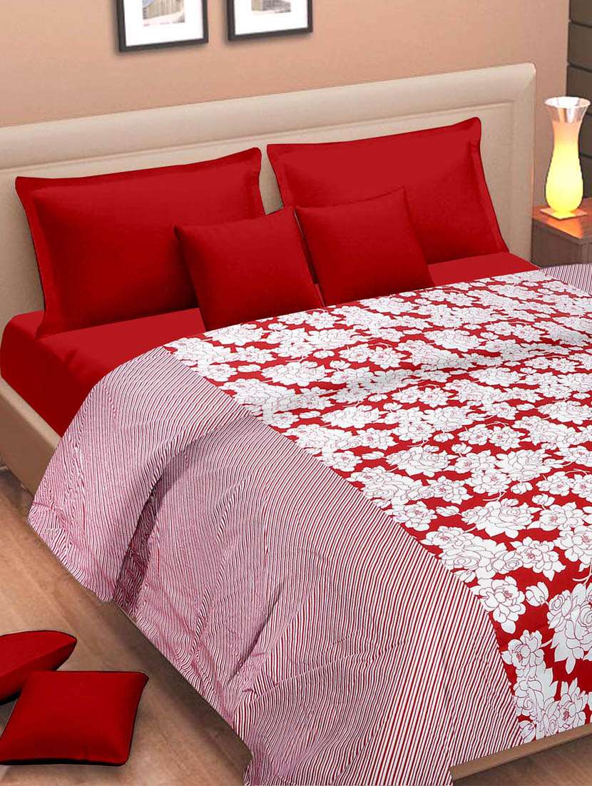 red and white floral print dohar