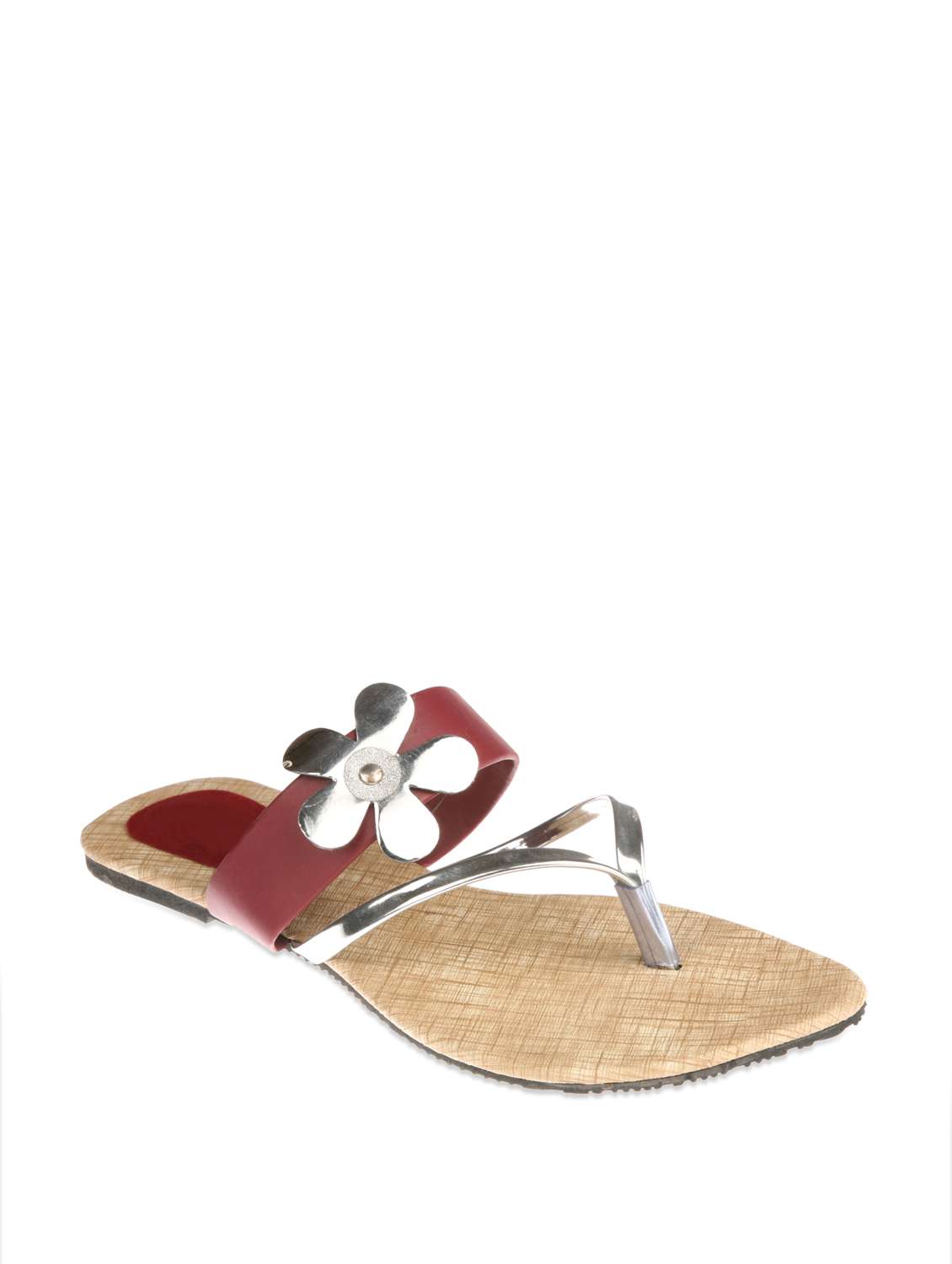 maroon flower embellished sandals - 898478 - Standard Image - 2