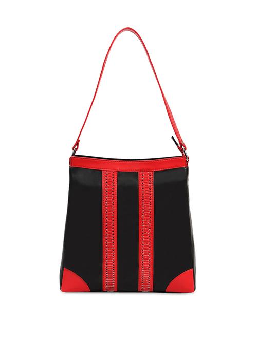 lovely black leather handbag with red straps - 899215 - Standard Image - 0