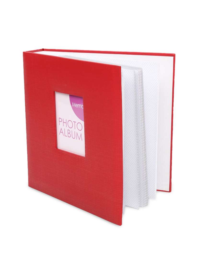 red textured photo album