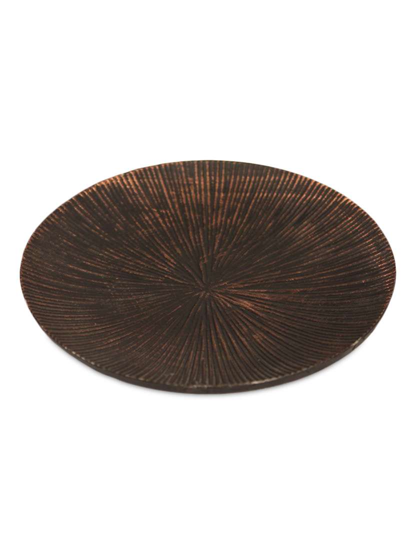 brown aluminium round platter