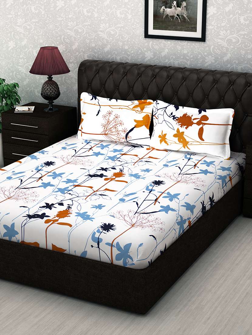 100% cotton double bed sheet with 2 pillow cover