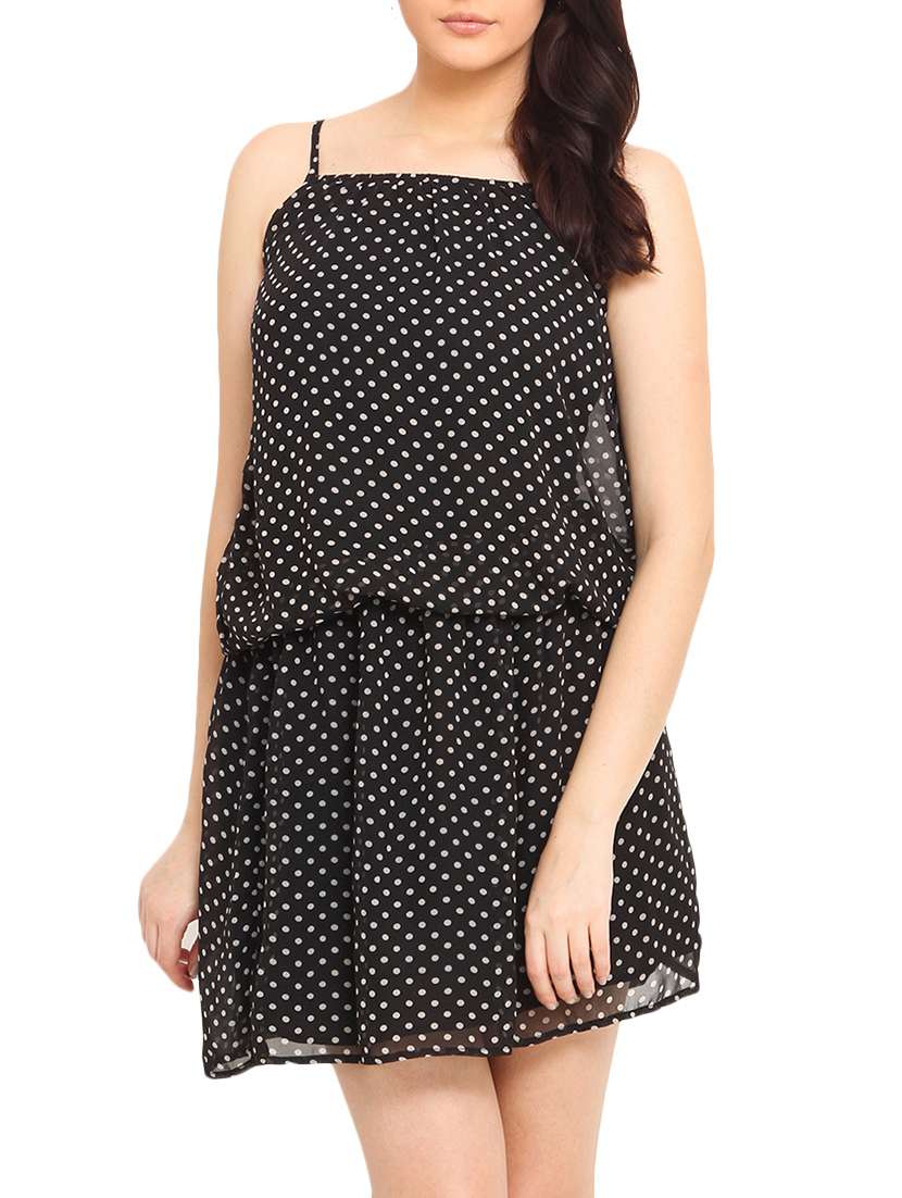 black white polka dotted spagetti dress