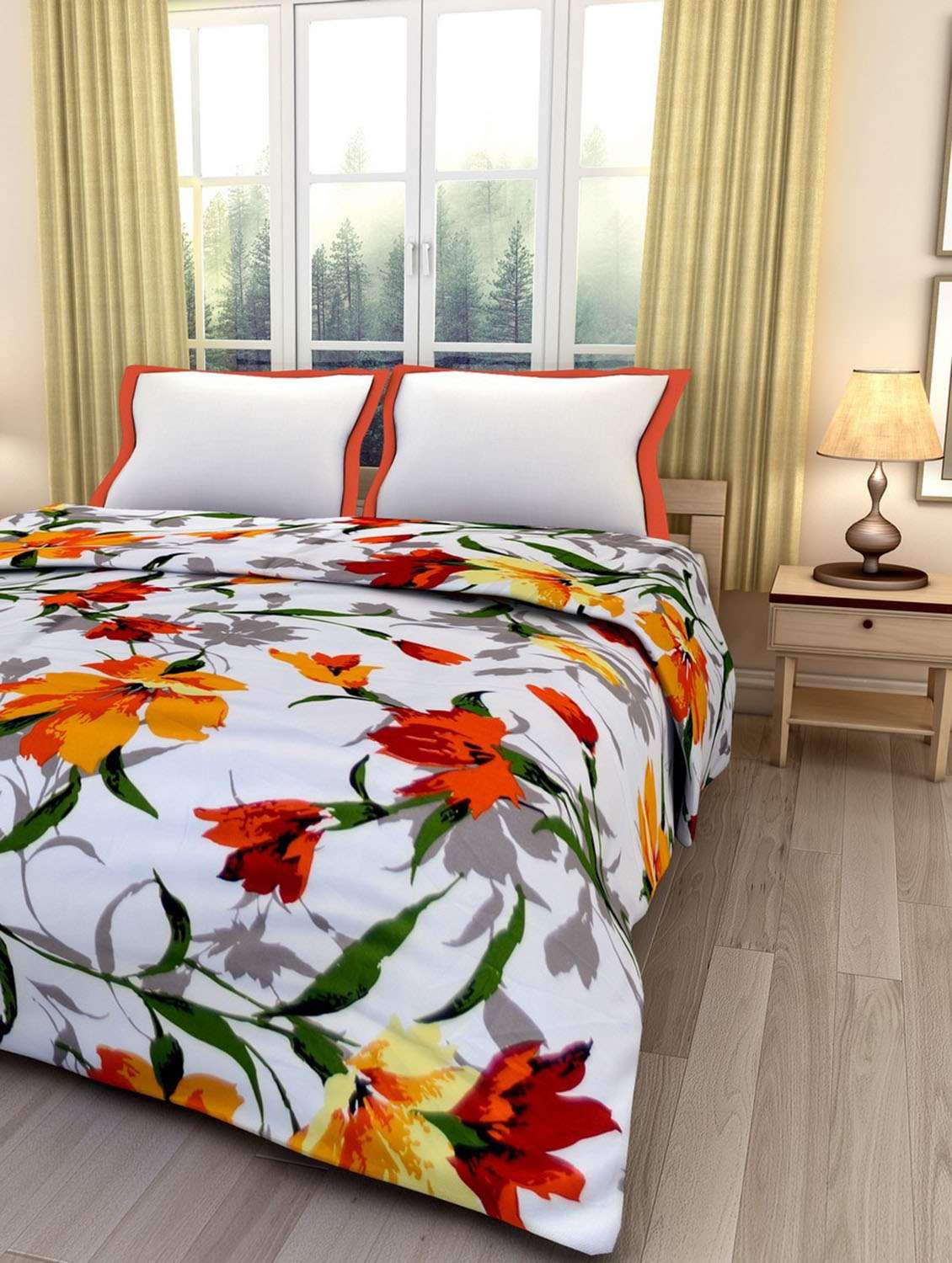 ecraftindia colorful floral design printed single bed reversible ac blanket